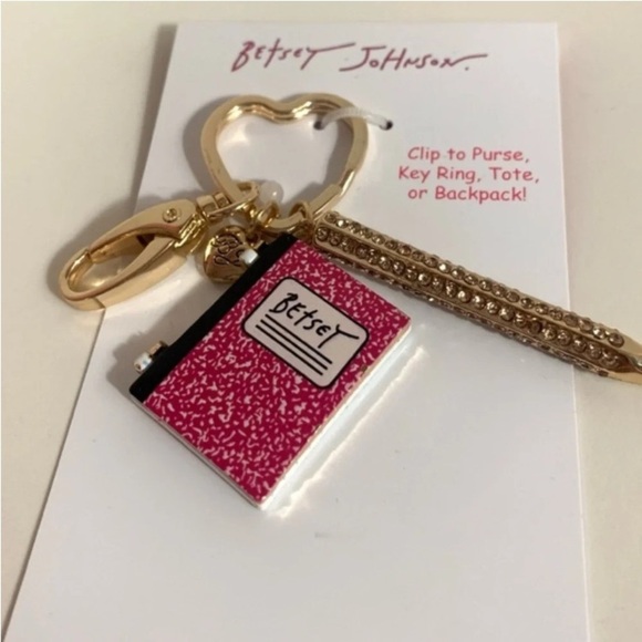 BETSEY JOHNSON Notebook & Pencil Set Bag Purse Backpack Charm Keychain 2024 NWT - Picture 1 of 9